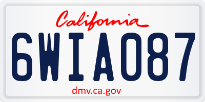 CA license plate 6WIA087