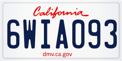 CA license plate 6WIA093