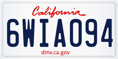 CA license plate 6WIA094
