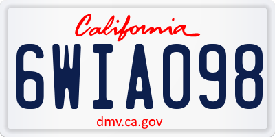 CA license plate 6WIA098