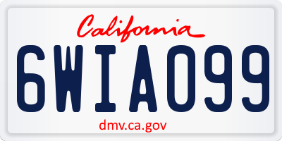 CA license plate 6WIA099
