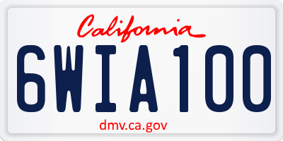 CA license plate 6WIA100