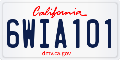 CA license plate 6WIA101