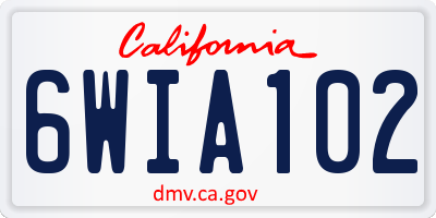 CA license plate 6WIA102