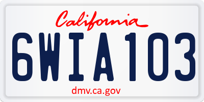 CA license plate 6WIA103