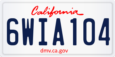 CA license plate 6WIA104