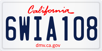 CA license plate 6WIA108