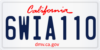 CA license plate 6WIA110