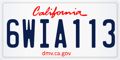 CA license plate 6WIA113