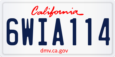 CA license plate 6WIA114