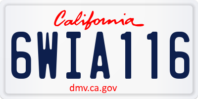 CA license plate 6WIA116