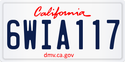 CA license plate 6WIA117