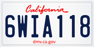 CA license plate 6WIA118