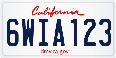 CA license plate 6WIA123