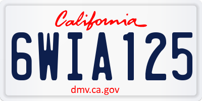 CA license plate 6WIA125