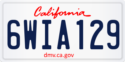 CA license plate 6WIA129