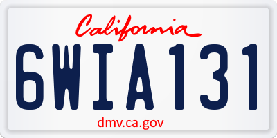CA license plate 6WIA131