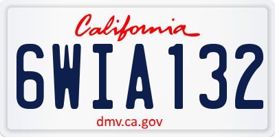 CA license plate 6WIA132