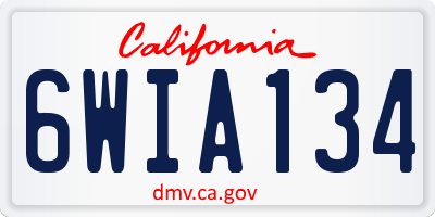 CA license plate 6WIA134