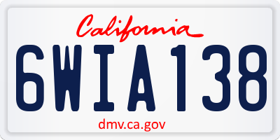 CA license plate 6WIA138