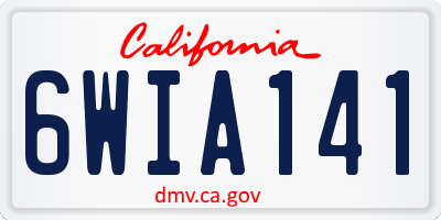 CA license plate 6WIA141