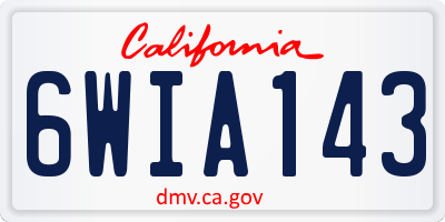 CA license plate 6WIA143