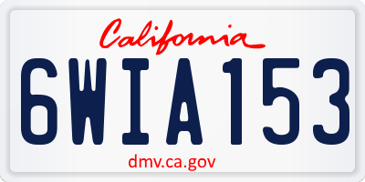 CA license plate 6WIA153