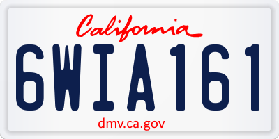 CA license plate 6WIA161