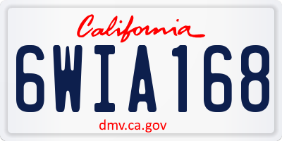 CA license plate 6WIA168