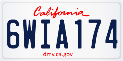 CA license plate 6WIA174
