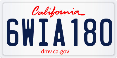 CA license plate 6WIA180