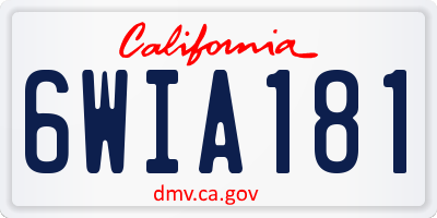 CA license plate 6WIA181