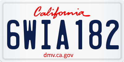 CA license plate 6WIA182