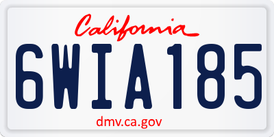 CA license plate 6WIA185