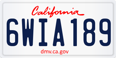 CA license plate 6WIA189