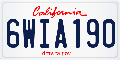 CA license plate 6WIA190