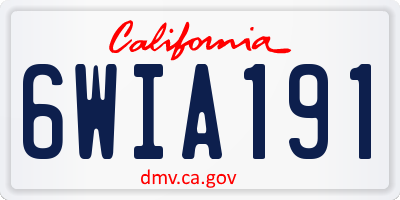 CA license plate 6WIA191