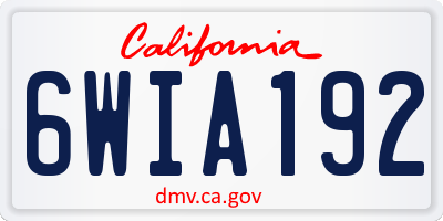 CA license plate 6WIA192