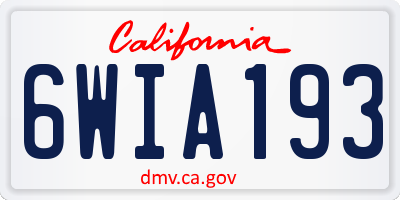 CA license plate 6WIA193