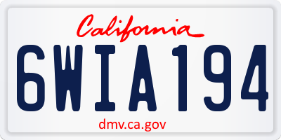 CA license plate 6WIA194