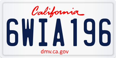 CA license plate 6WIA196