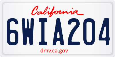 CA license plate 6WIA204