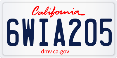 CA license plate 6WIA205