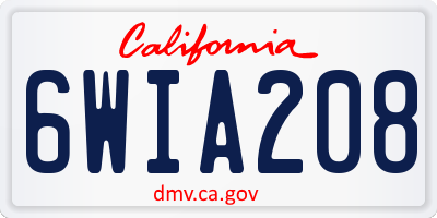 CA license plate 6WIA208
