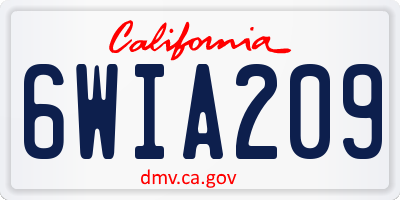 CA license plate 6WIA209