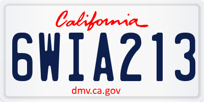 CA license plate 6WIA213