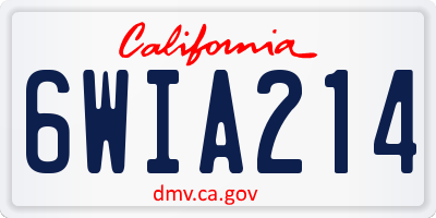 CA license plate 6WIA214