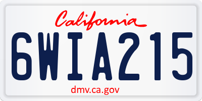 CA license plate 6WIA215