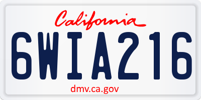 CA license plate 6WIA216