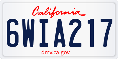 CA license plate 6WIA217